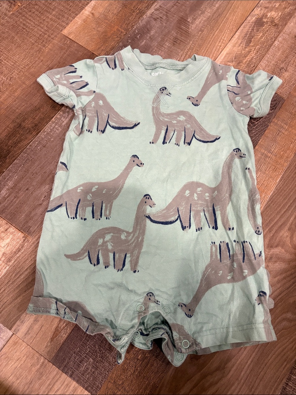 Carter's Mint Green Romper with Beige Dino Motif
